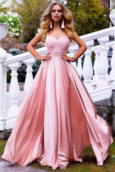 Spaghetti Straps Pink Formal Evening Dresses | Sexy Sleeveless Cheap Ball Dresses