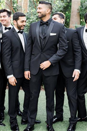 Adrian One Button Black Slim Fit Wedding Groomsmen Suit Online_2