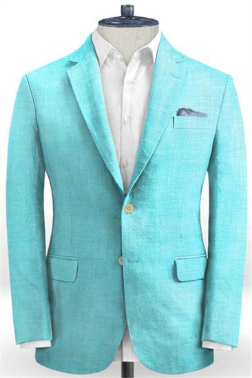 Blue Summer Linen Wedding Dress |  Prom Mens Suit Wear Classic Formal 2 Pieces_1