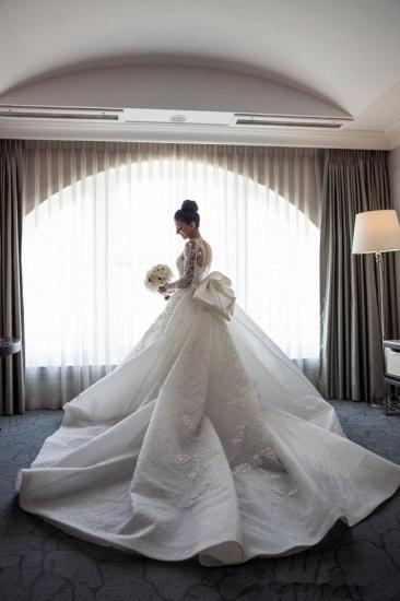 Gorgeous Mermaid Lace Bowknot Wedding Bride Dress| Detachable Overskirt Sleeve Bridal Dress_4