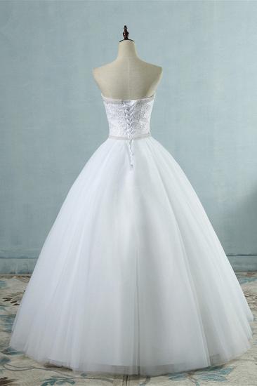 Bradyonlinewholesale Affordable Strapless Tulle Lace Wedding Dresses Sweetheart Sleeveless Bridal Gowns with Pearls Online_2