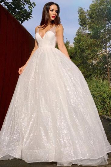 Simple White sweetheart pricess floor lenth prom dress_1
