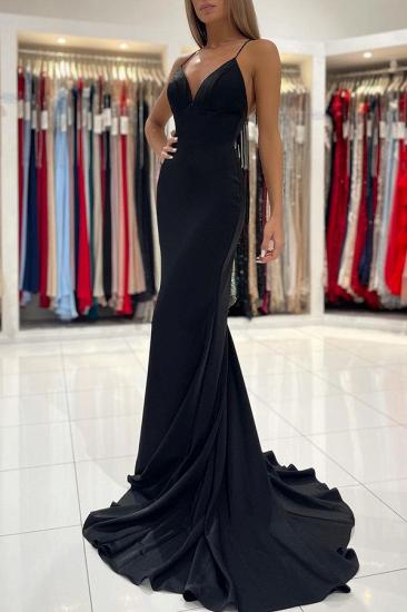Black Simple Spaghetti Strap Mermaid Evening Dress | Long Prom Dresses Cheap_4
