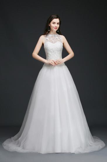 ANASTASIA | A-line High Neck Delicate Wedding Dress With Lace_1