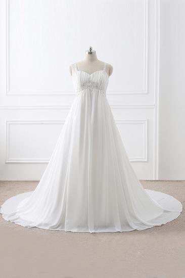 Elegant A-Line Chiffon Wedding Dresses Straps Appliques Lace-Up Bridal Gowns_1