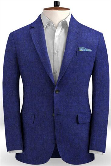 Royal Blue Linen Casual Mens Suit | Summer Beach Ball Tuxedo For Men_1