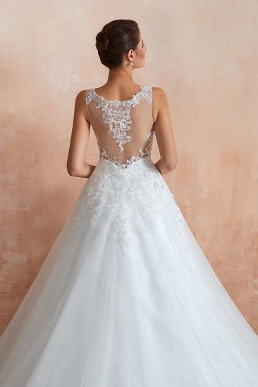 Fantastic Tulle Appliques Sleeveless White Wedding Dress_8