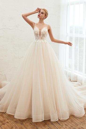 Boho Spaghetti Straps Ivory Ball Gown Wedding Dress | Romantic Bridal Gowns for Sale_14