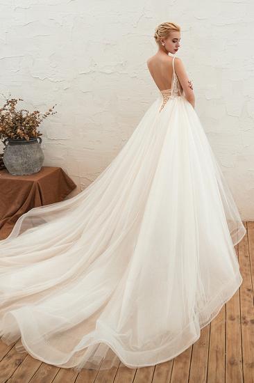 Boho Spaghetti Straps Ivory Ball Gown Wedding Dress | Romantic Bridal Gowns for Sale_11