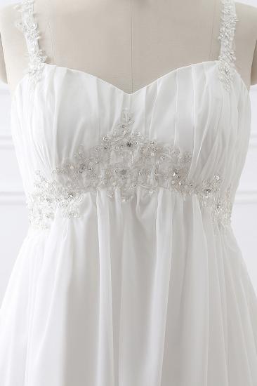 Elegant A-Line Chiffon Wedding Dresses Straps Appliques Lace-Up Bridal Gowns_3