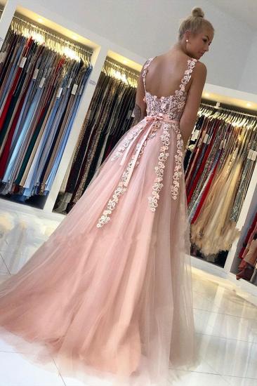 Romantic Dusty Pink Sleeveless Lace Straps A-line Evening Dress_2