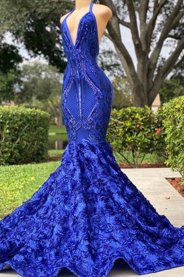 Royal Blue Prom Dresses Long Glitter | Evening dress V neckline_1