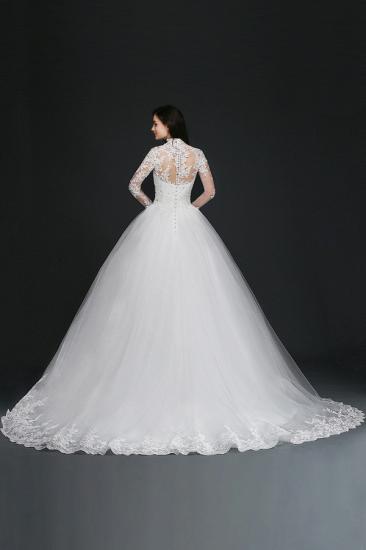 AMBER | Ball Gown High Neck Tulle Glamorous Wedding Dresses with Buttons_2