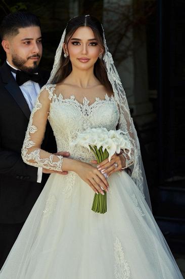 Festive Wedding Dresses A line with Sleeves Lace Bridal Fashion Online_5