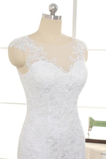 Bradyonlinewholesale Gorgeous White Mermaid Lace Wedding Dresses With Appliques Jewel Sleeveless Bridal Gowns Online_4