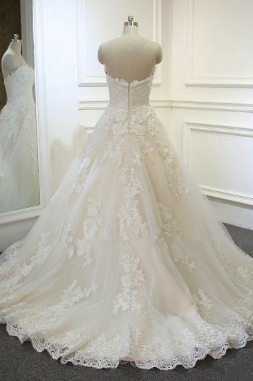 Sweeheart Sleeveless A-line Tulle Lace Appliques Bridal Gowns Floor Length Garden Wedding Dress_2