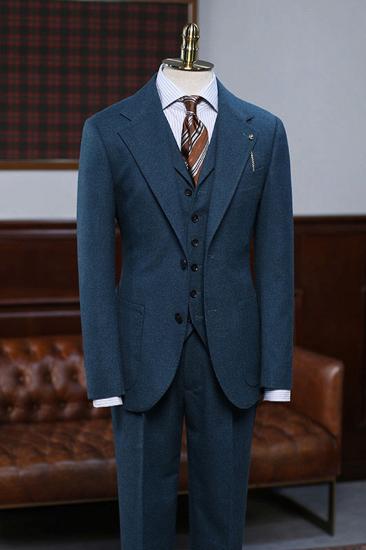 Algernon Modern Navy Notched Lapel Slim Fit Tailored Business Suit_1