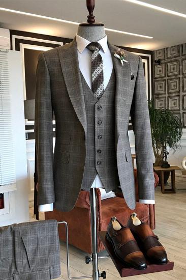 Felix Formal Check Point Lapel Custom Slim Fit Mens Suit_1