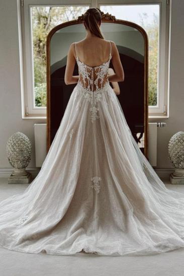 Modern Wedding Dresses A Line Tulle Wedding Dress with Lace_2