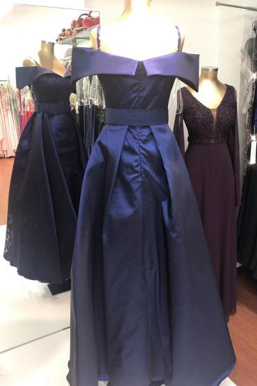 Royal Blue Off Shoulder Straps Evening Gown with Detachable Train Belt_3