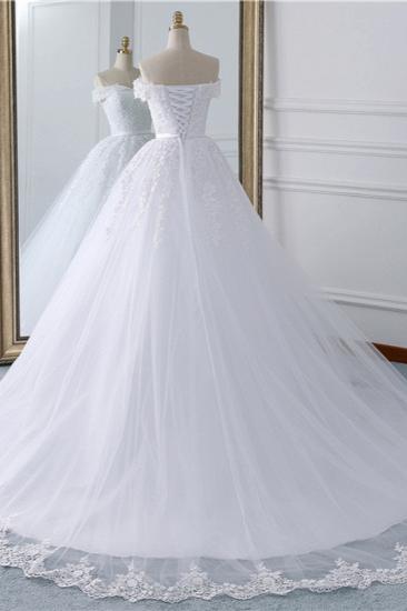 Bradyonlinewholesale Affordable White Off-the-shoulder Lace Wedding Dresses With Appliques Tulle Ruffles Bridal Gowns On Sale_2