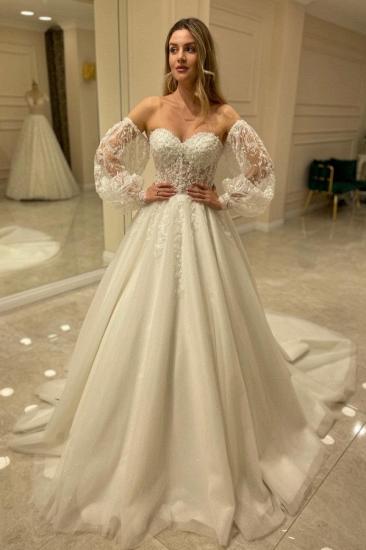 Sweetheart Aline Tulle Wedding Dress With Sleeves