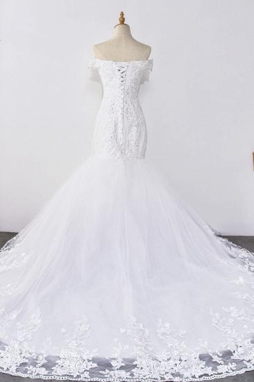 Bradyonlinewholesale Gorgeous Off-the-Shoulder Mermaid White Wedding Dress Sweetheart Sleeveless Appliques Bridal Gowns with Rhinestones On Sale_2