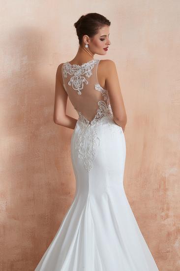 Beautiful Mermaid V-Neck White Lace Wedding Dress Affordable_4