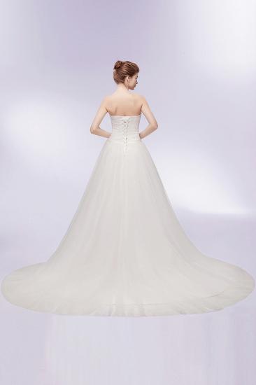 A-line Sweetheart Strapless Tulle Wedding Dresses with Feathers_9