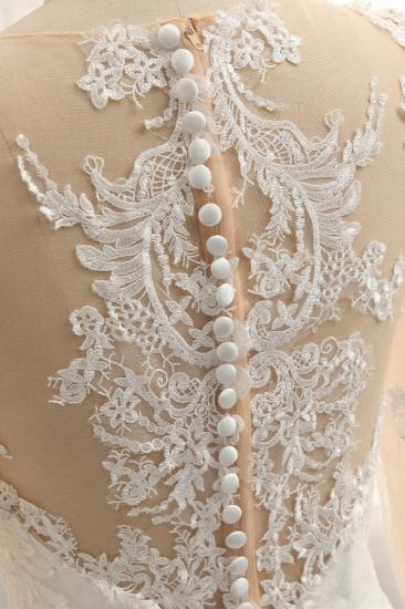 Bradyonlinewholesale Elegant Jewel Mermaid Lace Wedding Dress Long Sleeves White Appliques Bridal Gowns On Sale_5