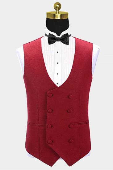 Abbas Red Three Piece Fashion Shawl Lapel Wedding Groom Suit_2