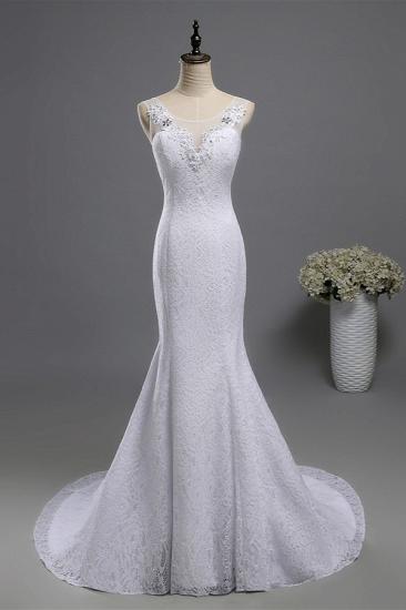 Bradyonlinewholesale Affordable Jewel Lace Sequins Mermaid Wedding Dress Sleeveless Appliques Bridal Gowns with Crystals