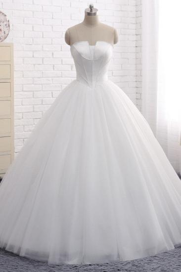 Bradyonlinewholesale Chic Ball Gown Strapless White Tulle Wedding Dress Sleeveless Bridal Gowns On Sale_1