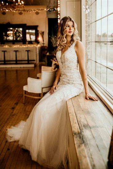 Elegant Wedding Dresses V Neckline | Wedding dresses mermaid lace_4