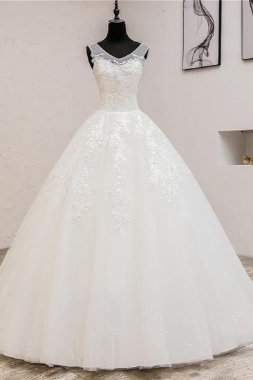 Bradyonlinewholesale Glamorous Sweetheart Tulle Lace Wedding Dress Ball Gown Sleeveless Appliques Ball Gowns On Sale