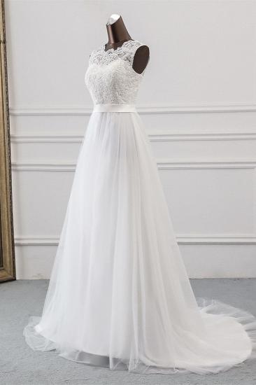 Bradyonlinewholesale Elegant Tullace Jewel Sleeveless White Wedding Dresses with Appliques Online_3