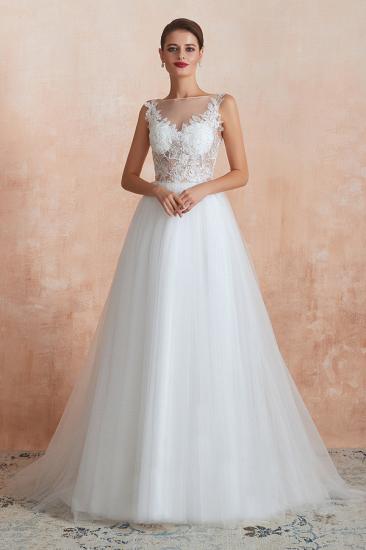 Caltha | Beautiful Bateau neck White Wedding Dress with Sparkling Sequins, Bradyonlinewholesale Design Lace Bridal Gowns_6
