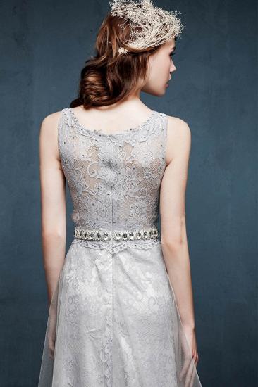 Beautiful Crystal Lace Long Prom Dresses with Beadings Tulle Custom Made Silver Grey Dresses for Juniors_4