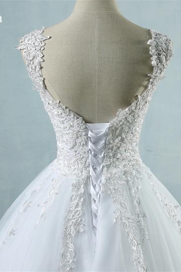 Bradyonlinewholesale Glamorous V-Neck Tulle Lace Beadings Wedding Dress Appliques Tulle Bridal Gowns with Rhinestones_3