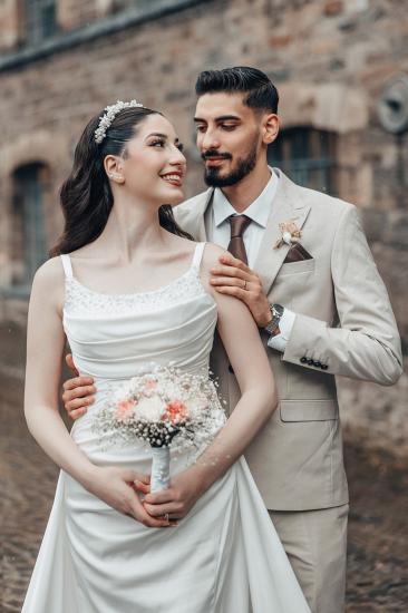 Beautiful Wedding Dress Simple Wedding Dresses A Line Satin_8