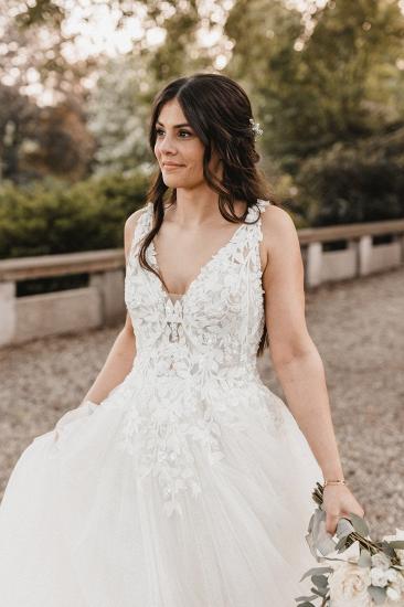 Beautiful Boho Wedding Dress A Line Wedding Dresses v Neck with Lace_2