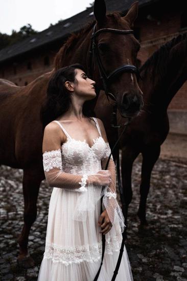 Charming Strap White Tulle Simple Wedding Dress Sleeveless Sweetheart Erin Casual Bridal Dress_3