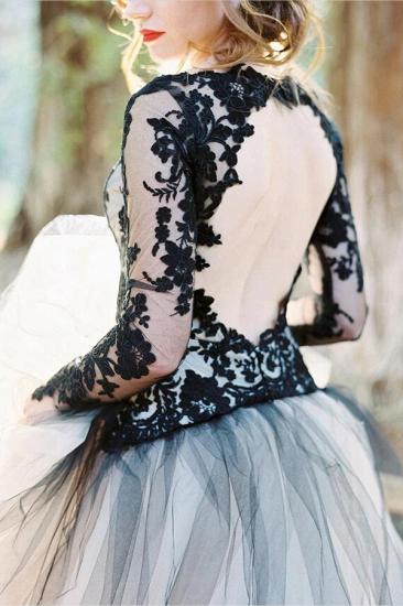 Gothic Fairytale Wedding Dress V-Neck Long Sleeves Tulle Bridal Dress_3