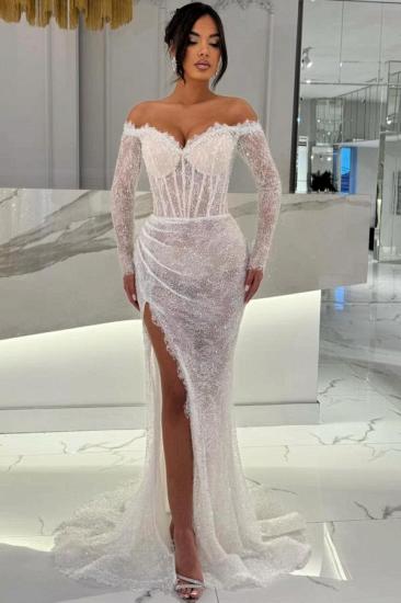 Sexy Evening Dresses Long White Prom Dresses Ball Gowns with Sleeves