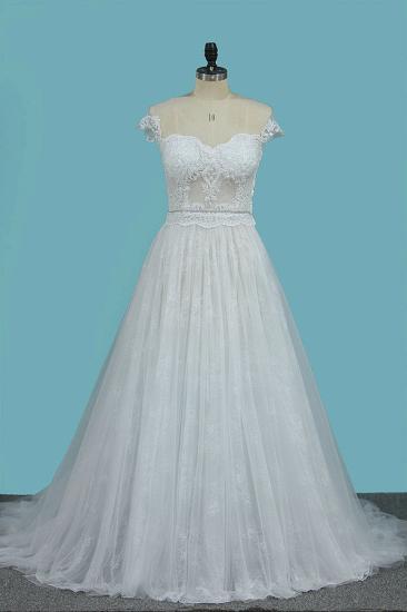 Bradyonlinewholesale Chic Jewel Sleeveless Tulle Wedding Dress Lace Appliques Ruffles Bridal Gowns On Sale_1