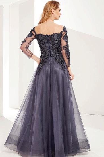 Stylish Long Sleeves Lace Tulle Long Evening Swing Dress_2