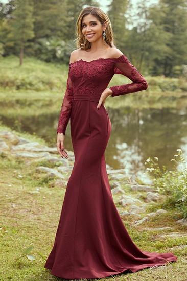 Designer Evening Dress Long Burgundy | Lace Sleeves_4