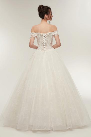 A-line Off-shoulder Sweetheart Floor Length Lace Appliques Wedding Dresses with Lace-up_2