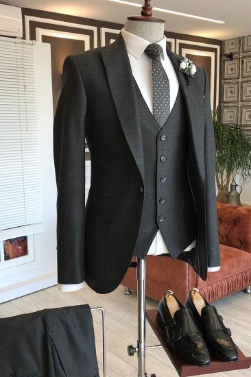 Levi Black 3 Piece Double Breasted Vest Mens Tailored Business Suit_2