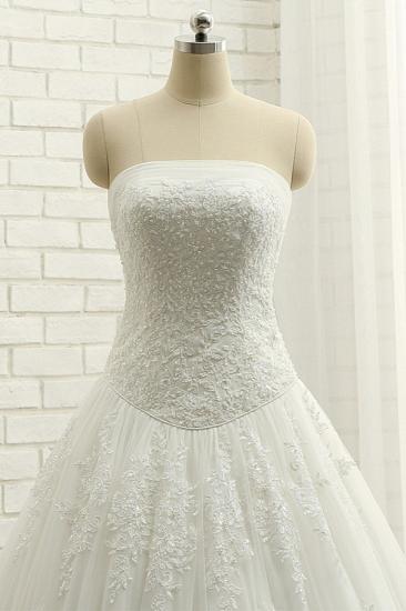 Bradyonlinewholesale Gorgeous Bateau White Tulle Wedding Dresses A line Ruffles Lace Bridal Gowns With Appliques Online_4
